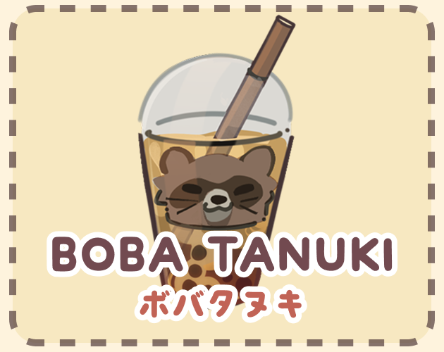 Boba Tanuki artwork with a tanuki inside a cup of bubble tea
