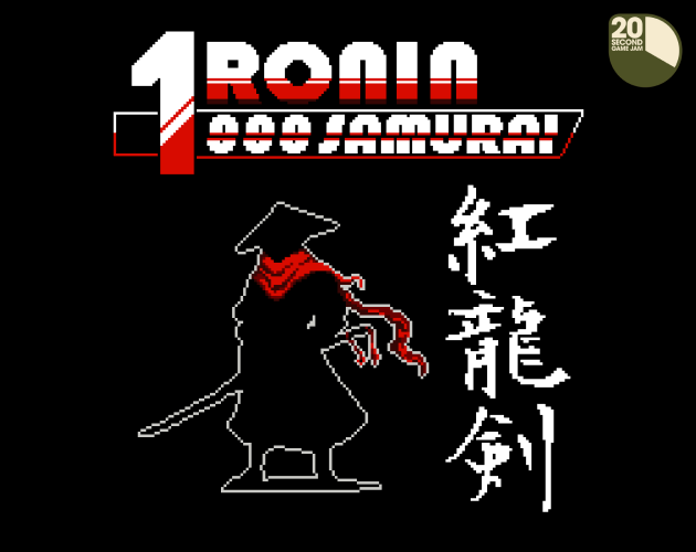 1 Ronin vs 1000 Samurai artwork with a lone swordsman, red scarf and Japanese lettering